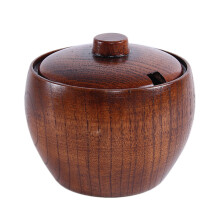 Massief Houten Kruidenpotje Suikerpot Zout Peper Kruidendoos Japanse Stijl met en Deksel Keukengereedschap