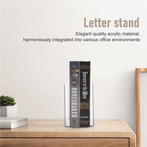 2PCS Transparent Acrylic Bookends L-Shaped Bookshelf 1