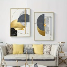 Modern Gold Abstract Geometric Canvas Paintings 20x30cm x2 Frameless Simple Line Wall Art For Living Room Decor