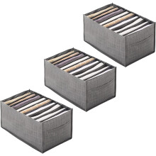 3-Teiliger Kleiderschrank-Organizer, Aufbewahrungsboxen, Jeans-Organizer, Stapelbare Aufbewahrungsbox, Graue Aufbewahrungsbox für Schubladenschrank,B