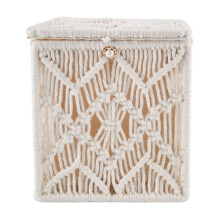 Tissue Box Cover Boho Decor Square Paper Tissue Holder with Bead Buckle Macrame Napkin Tissues Organizer Home Decor