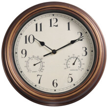 12-Zoll-Wanduhr, Wasserdichte Retro-Uhr mit Displays Thermometer & Hygrometer, GeräUschlose Uhr für Drinnen / DraußEn