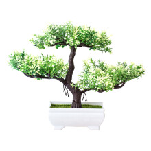 KüNstliche Pflanzen Bonsai Kleiner Baumtopf GefäLschte Pflanzen Blumen Topf Pflanzen Kunstbonsai für Zuhause Zimmer Tisch Hotel Garten Dekoration B