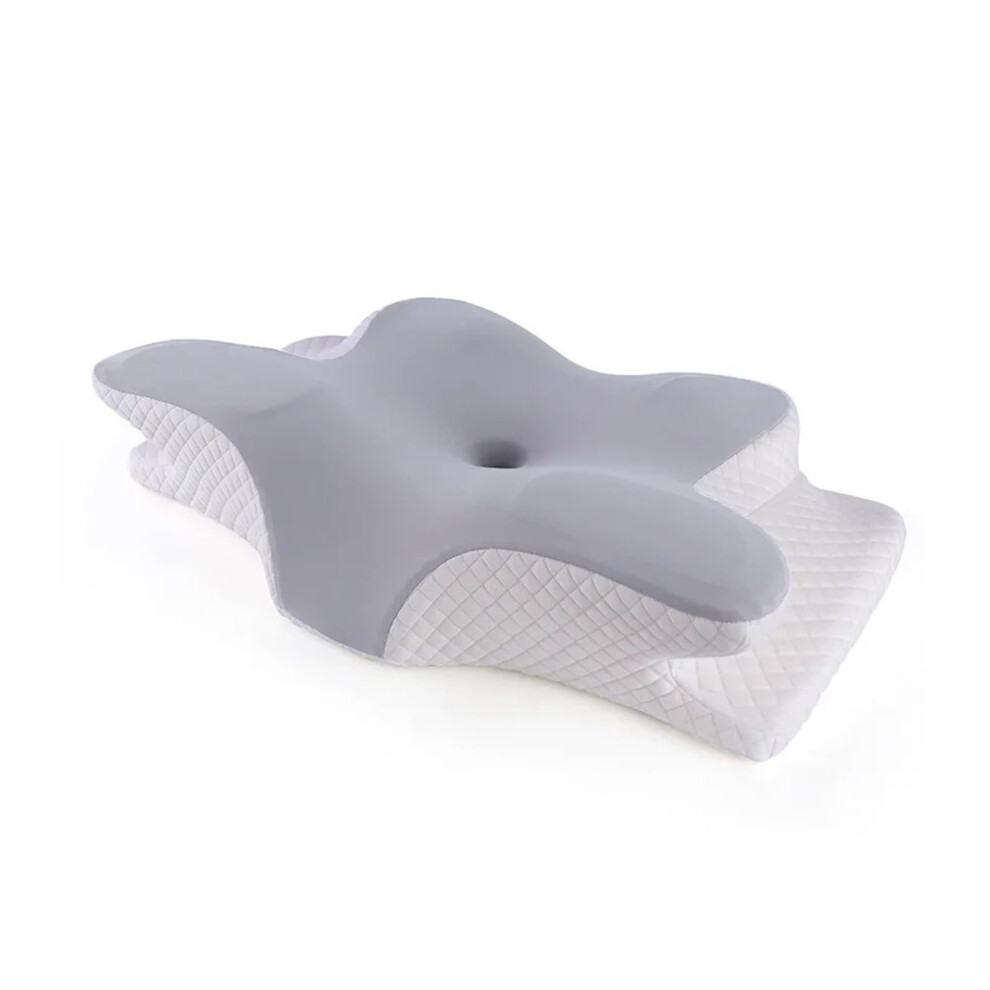 Gray Cervical Neck Pillow Memory Foam Ergonomic Orthopedic Contour Pillow For Side Back Stomach Sleepers