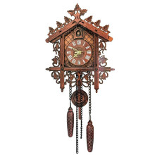 Forest Hand-Carved Cuckoo Clock with Quartz Pendulum, Vintage Wall Clock for Home, Hotel, Classroom Decor