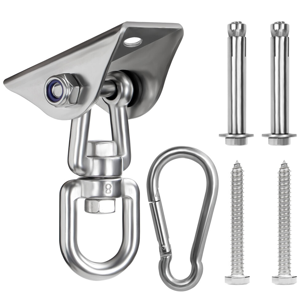 Heavy Duty Swing Hanger - Stainless Steel 360 Rotating Hook With Screws, 400Kg Capacity For Concrete, Wood, Yoga Hammocks 9189345504976