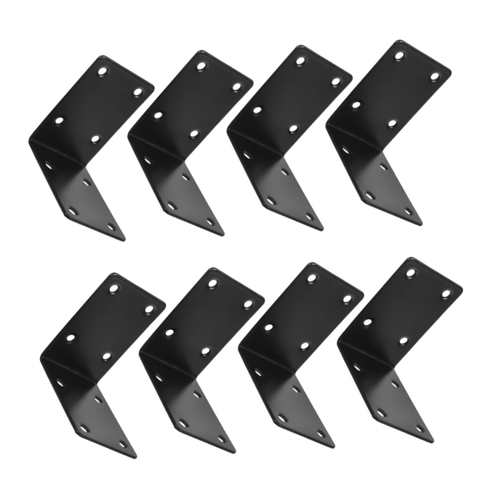 8Pcs Heavy Duty L Shaped Brackets Stainless Steel 90 Degree Corner Brace For Furniture Black 9189345505218