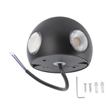 Arandela externa de alumínio com placa de luz giratória. O design luminoso de quatro lados garante ampla cobertura, ideal para uso interno e