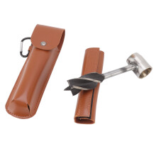 Outdoor Stainless Steel Multitool Punching Drilling Tool with PU Leather Case Brown