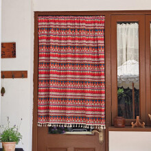 French Door Window Curtains Boho Tassel Geometric LightFiltering 140W X 150L Cm Red Farmhouse Curtains For Front Doors