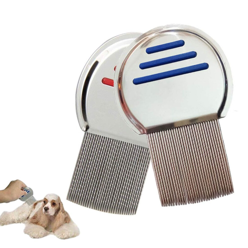 2 PCS Lice Comb Stainless Steel Hair And Dandruff Comb For Kids And Adults Lice And Nits Removal Tool