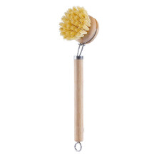 Bamboo Dish Brush with Long Handle, EcoFriendly Plastic Design, 3 Replaceable Heads