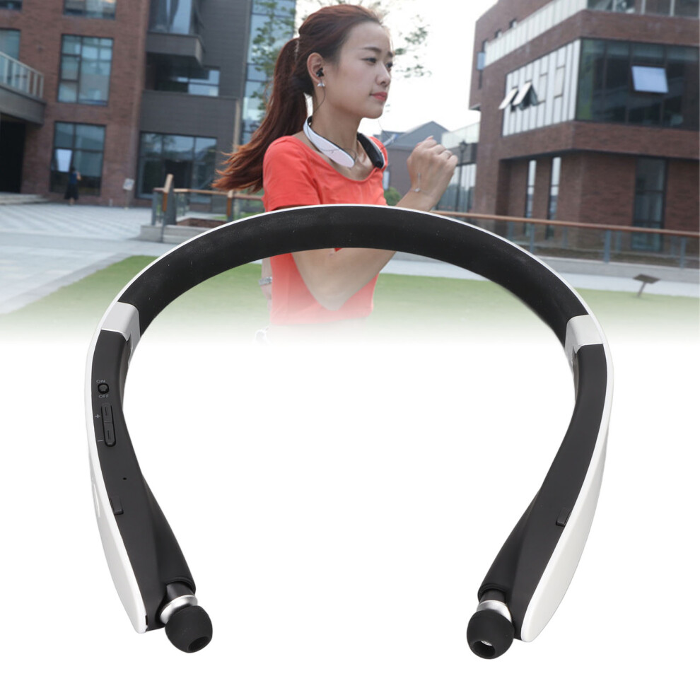 Retractable Bluetooth Neckband Stereo Noise Cancelling Wireless Earbuds White 7621374900180