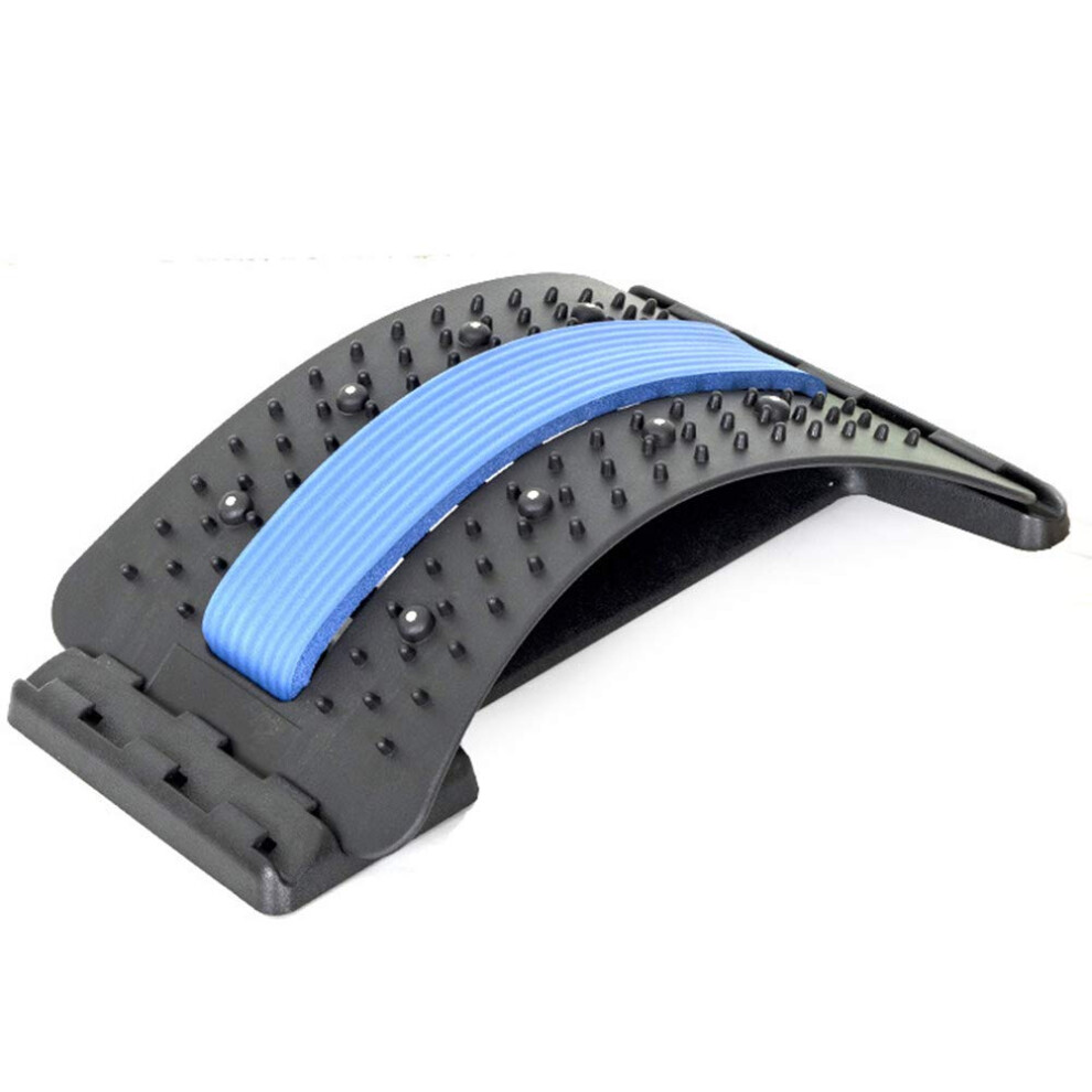 Blue Back Stretcher For Lower Back Pain Relief With Lumbar Support And Upper Back Massager