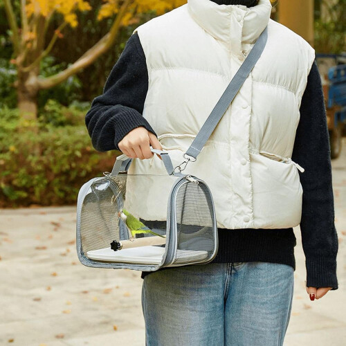 Foldable Lightweight Bird Travel Cage Backpack with Ventilation and Clear Windows for Small Parrots 1