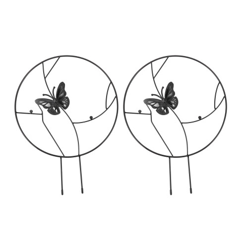 2PCS Iron Flower Plant Support Stand Climbing Frame Black, 30cm x 40.5cm 1