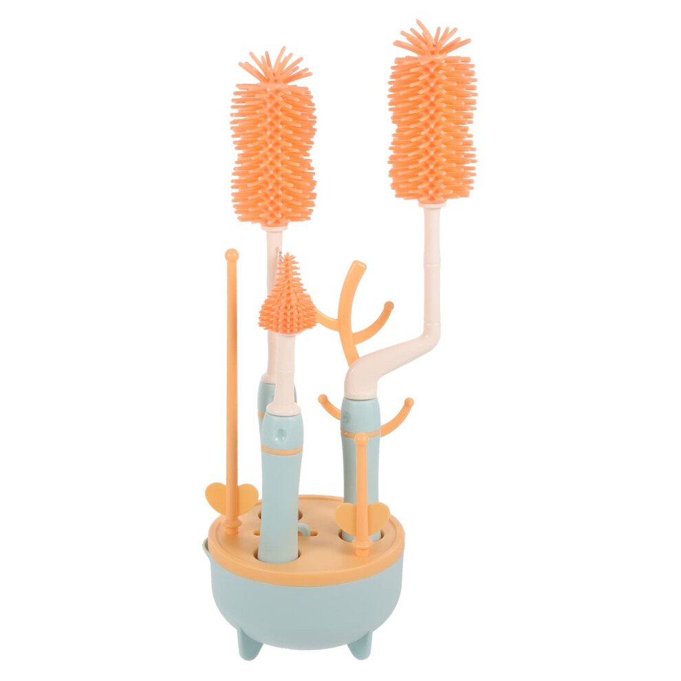 Multi Function Bottle Cleaning Brush Kit With Stand Straw Pacifier Brushes Durable Material Milk Bottle And Cup Blue