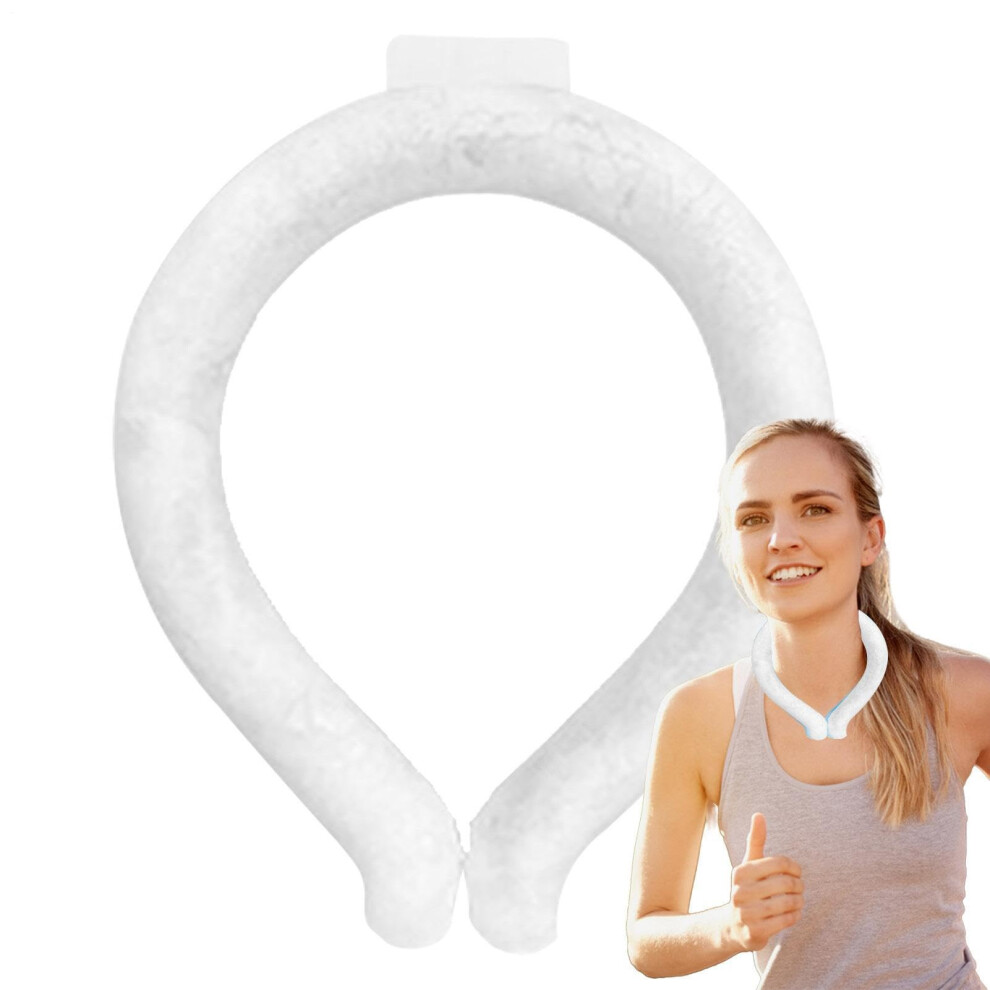 White Cooling Neck Wrap With Gel Ice Ring, Reusable Instant Cold Pack For Summer Hot Weather