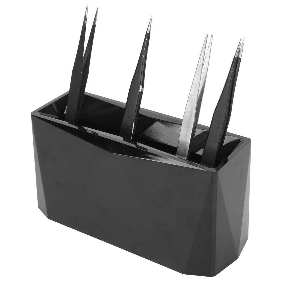 Salon Friendly Acrylic Eyelash Tweezers Holder 6 Holes Black Display Stand