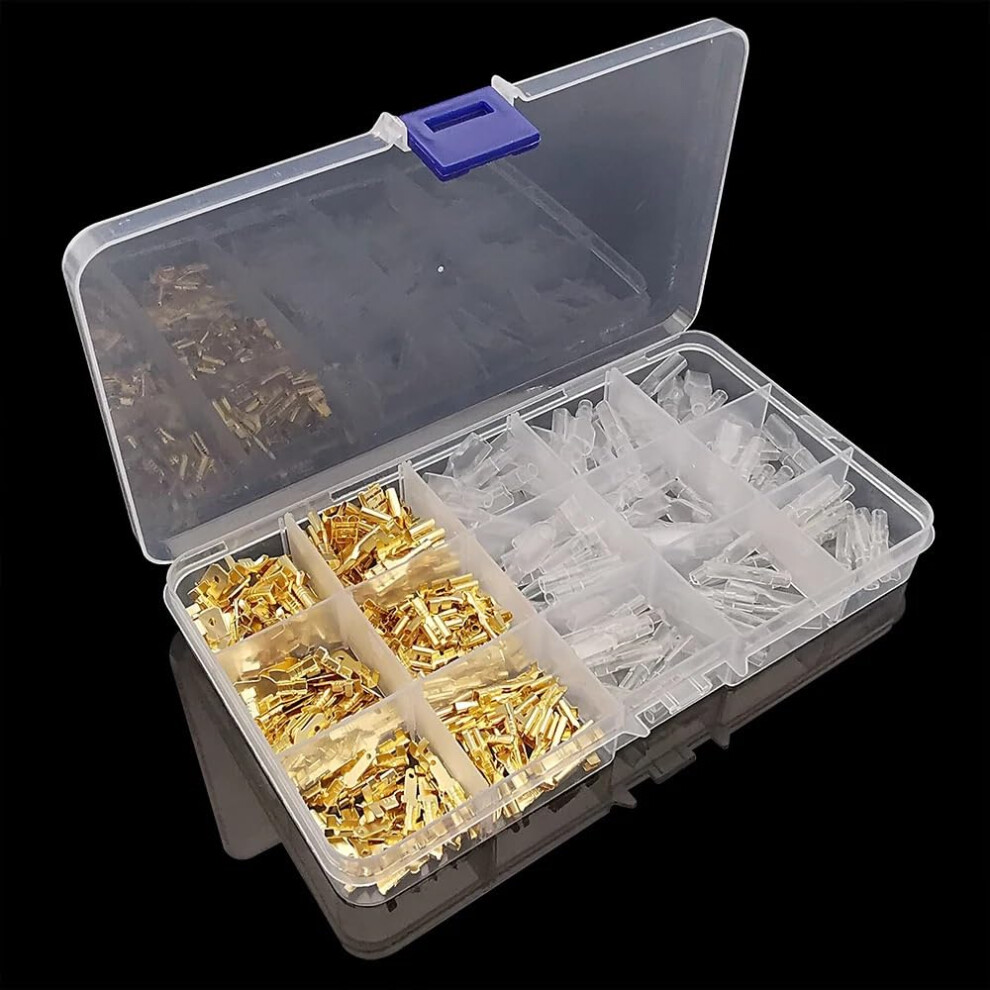 300Pcs Wire Crimp Connectors Kit, Insulated Male Female Electrical Spade Terminals, 2.8 4.8 6.3Mm 9189345506307
