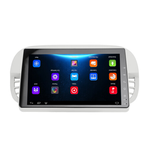 Autoradio touchscreen con WiFi, Bluetooth, GPS, Android Auto wireless per Fiat 500, Android 12, processore quad-core, schermo diviso, FM, RDS, 2