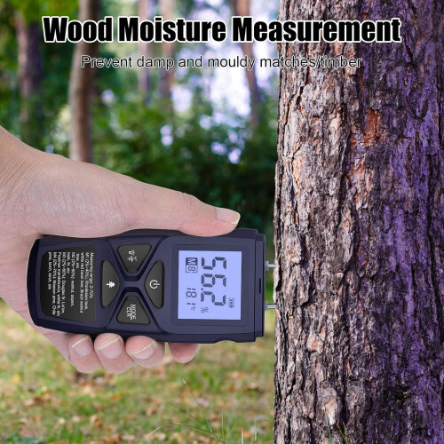 Digital Dampness Meter With Backlit Display, Handheld Wood Moisture Tester, Data Storage Dampness Sensor For Wood Walls 2