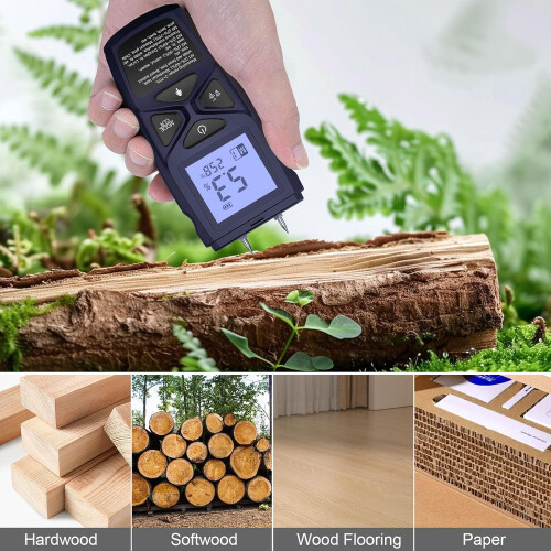 Digital Dampness Meter With Backlit Display, Handheld Wood Moisture Tester, Data Storage Dampness Sensor For Wood Walls 1