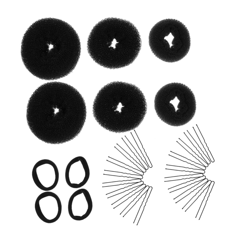 Hair Bun Maker Kit with UShaped Pins and Elastic Ties for Easy Updos and Voluminous Styles