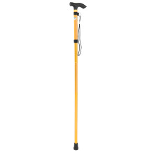 Adjustable Walking Stick, T Handle, Slip-Resistant Base, Supports 250 Lbs, Aluminium Alloy, Gold, Compact & Portable, Adjustable Length 84-93Cm