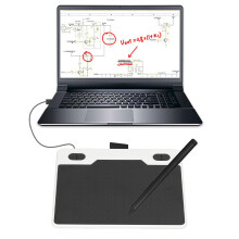 Grafik-Tablet 155x100mm, 8192 Druckstufen, USB, Weiß