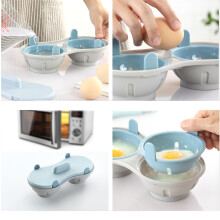 Microwave Egg Poacher Double Layer Blue, Non-Toxic PP Plastic