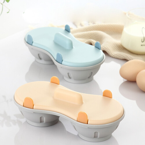 Microwave Egg Poacher Double Layer Blue, Non-Toxic PP Plastic 2