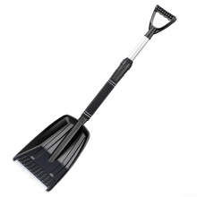 Heavy Duty Snow Shovel with Large Capacity Aluminum Blade, Adjustable 7186cm Handle and Ergonomic Grip for Driveway