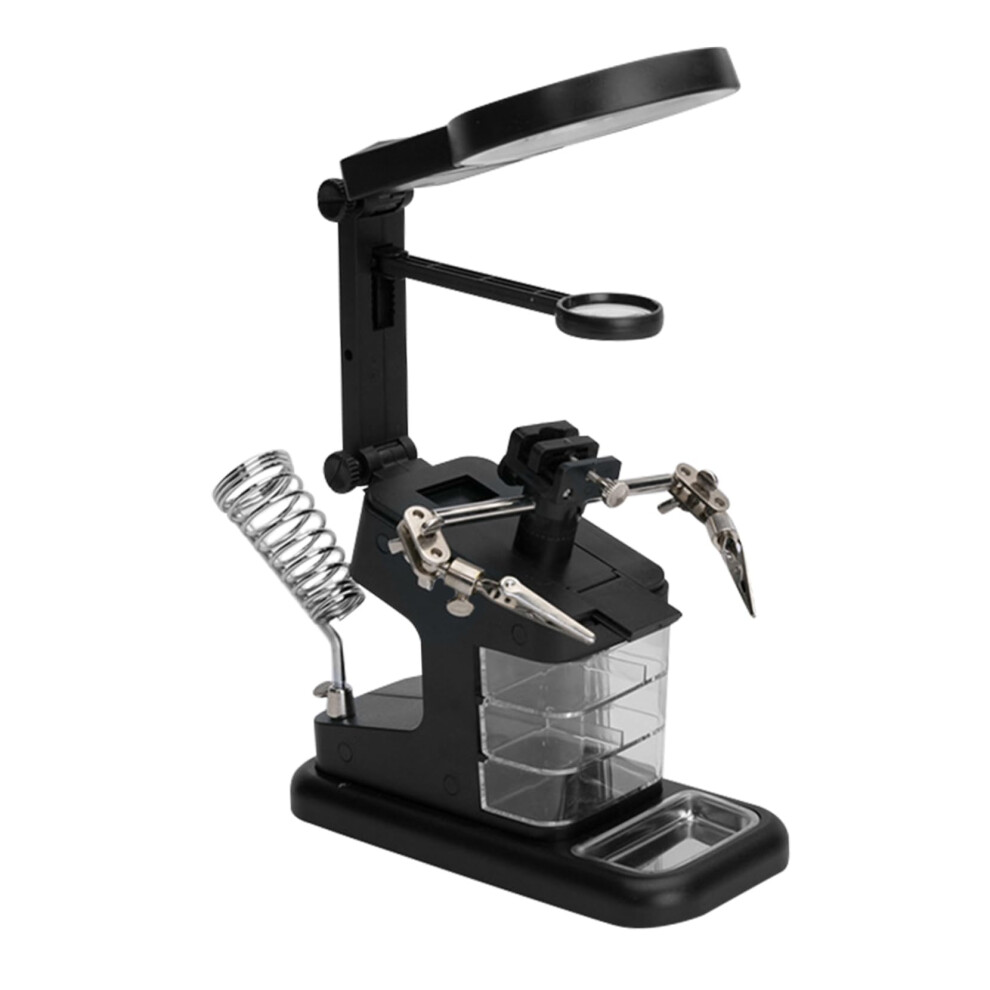 Soldering Helping Hands Magnifier With Led Light Stand And Adjustable Clamp For Electronics 9189345507922