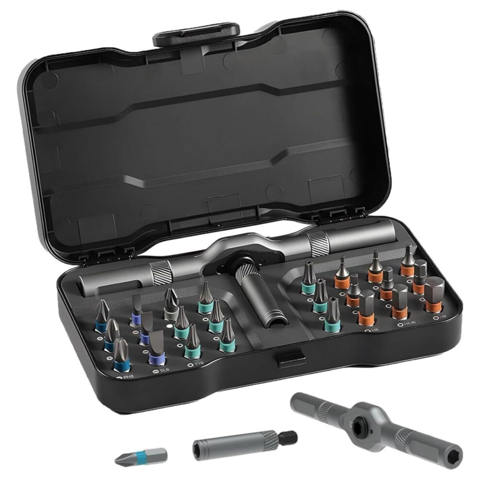 24 In 1 Magnetic Precision Screwdriver Set With Ergonomic Grip And Storage Case For Electronics 9189345507960