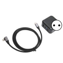Cargador de pared USB C de carga rápida con módulo desmontable, enchufe plegable, transferencia de datos de alta velocidad de hasta 5 Gbps, diseño