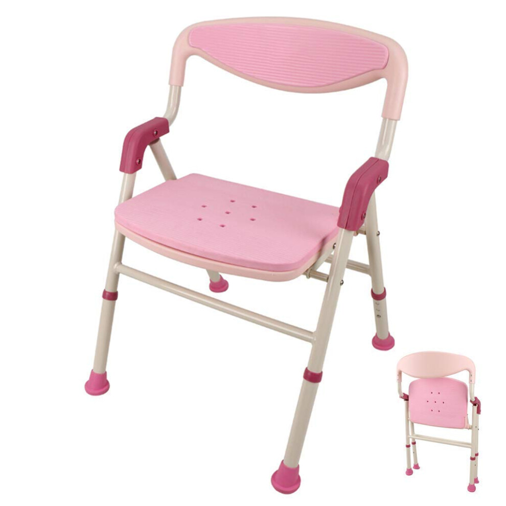 Foldable Bath Chair Handicap Shower Seats Ergonomic Plastic Stool For Sitting In Bathtub With Safety Handle And Backrest For Elderly Disabled Adults