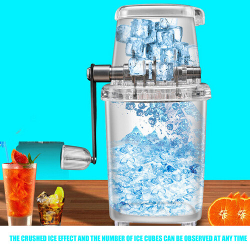 Compact Manual Ice Crusher Shaver - Hand Crank Snow Cone Maker Grey 2