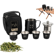 Travel Tea Set Stainless Steel Portable Teapot With Cups Compact Camping Kettle Heat Resistant Chinese Tea Kit