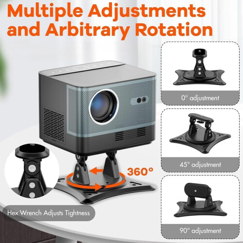 Projector Mount Home Adjustable Bracket 1/4 Inch Screw Removable Desktop Table Mount 1