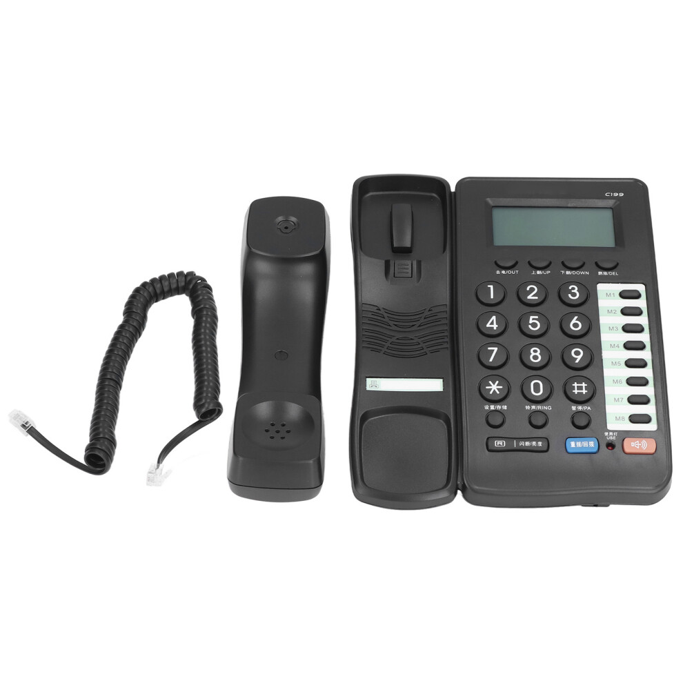 C199 Corded Home Office Landline Telephone With Mute & Voice Annunciation Black 6911382192044