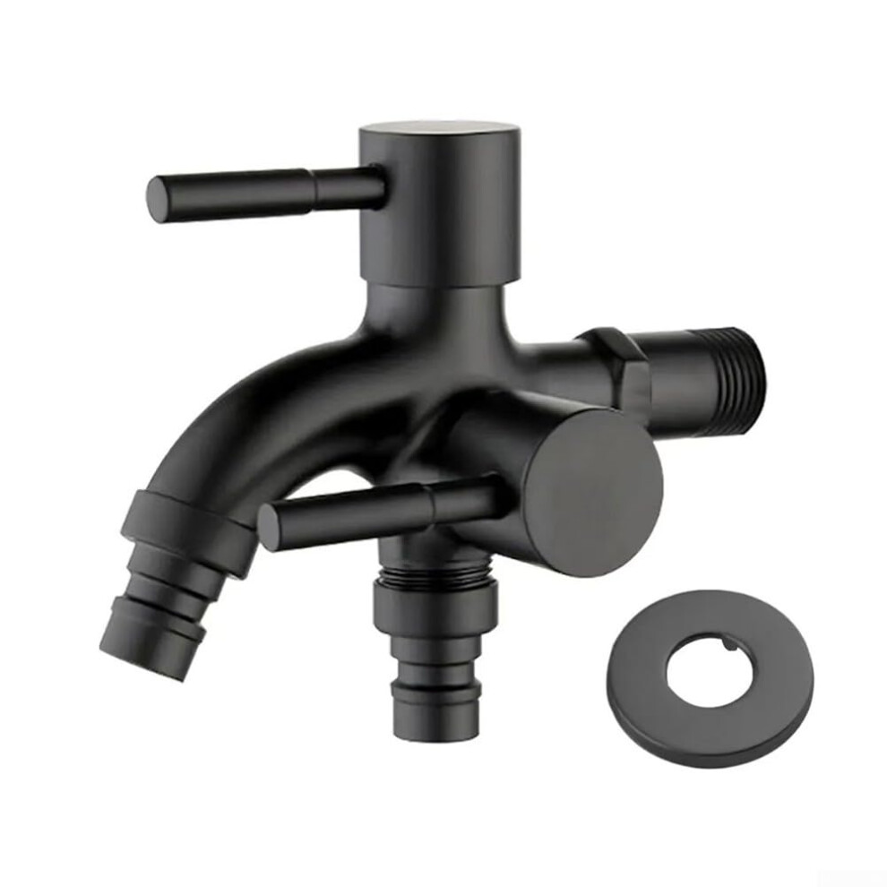 Faucet Dual Outlets For Washing Machine And Sink Black Finish For Home Improvement 9382693057082