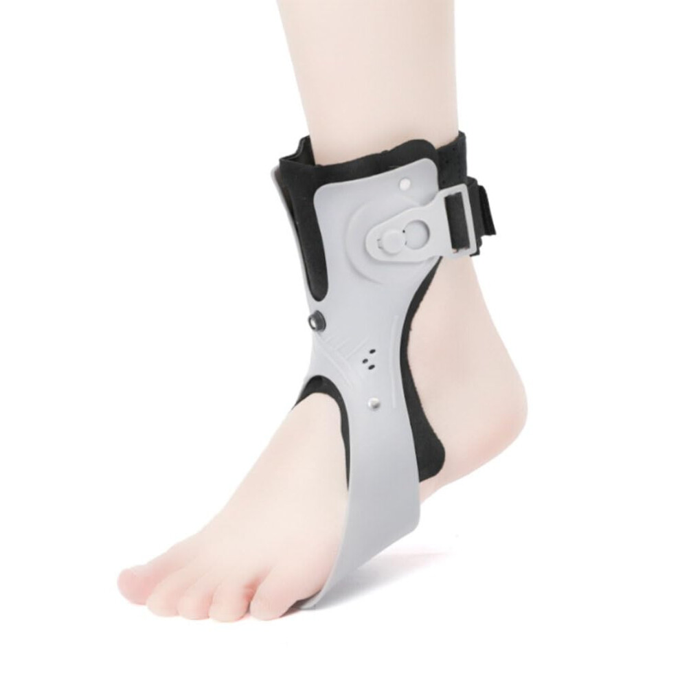 Gray Orthopedic Foot Brace With Inflatable Airbag Support, Adjustable Ankle Foot Orthosis For Walking, Stroke Recovery Aid, Left Foot