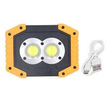 Versatile Rechargeable Work Light, Portable Flood Light for Emergency Job Site Lighting, Supports Laptop and Power Bank Charging, Dual COB Lamp Beads