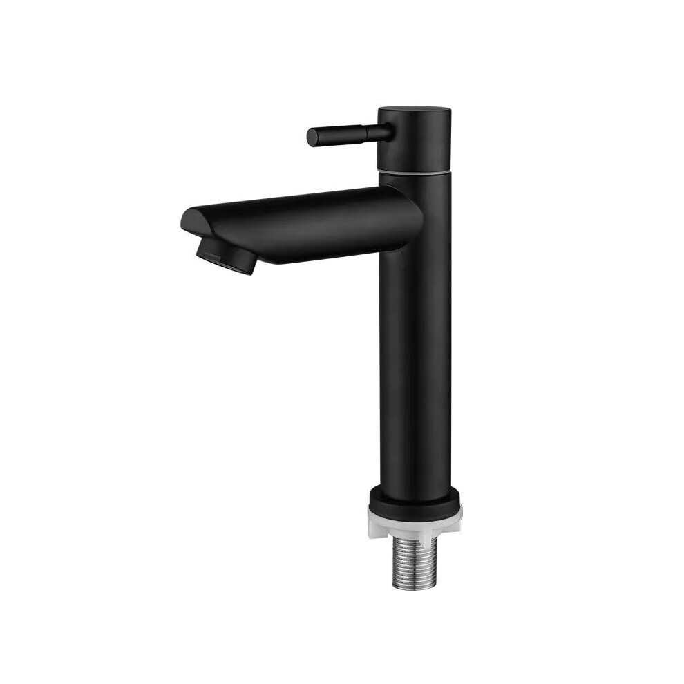 Basin Faucets 1/2 Inch 304 Stainless Steel Deck Mounted Single Cold Water Faucet Black Finish 9189345509537