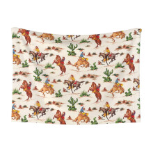 Fleece Reversible Cowboy Ride Horse Blanket for Cats and Dogs, Soft Printed Fleece, MultiSize Pet Blanket