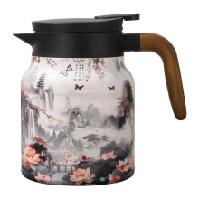 Tea Thermos Vintage Floral Pattern With Built In Infuser 1000ml Stainless Steel Thermal Carafe With Lid White