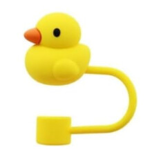 Straw Cover for Stanley Cup with Cute Duck Silicone Cap, 10mm Dust Proof Leak Resistant Reusable Lid Yellow