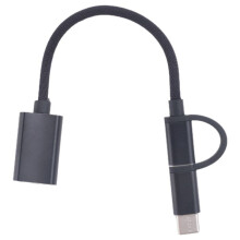 2 in 1 USB 3.0 OTG Adapter Cable Type-C Micro-USB to USB 3.0 Interface Converter for Cellphone Charging Cable -Black
