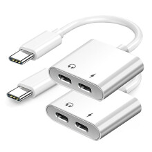 2 Szt Adapter Ładowarki Słuchawek z USB C na USB-C, Adapter Audio 2 w 1 Typu C z Szybkim Ładowaniem PD, Klucz Sprzętowy z Rozgałęźnikiem USB C